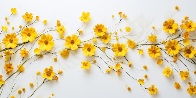 Fleurs jaunes isolées sur fond blanc