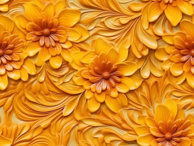Les fleurs jaunes sont disposées sur un fond jaune avec un fond blanc ai génératif