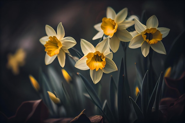 Fleurs de jonquille de printemps ai générative