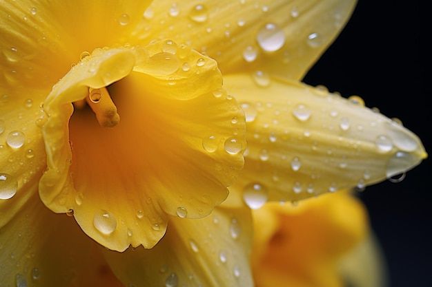 Fleurs de jonquilles AI génératives en gros plan sur fond jaune