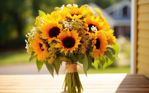 Des fleurs joyeuses avec des bouquets de tournesols fabriqués à la main