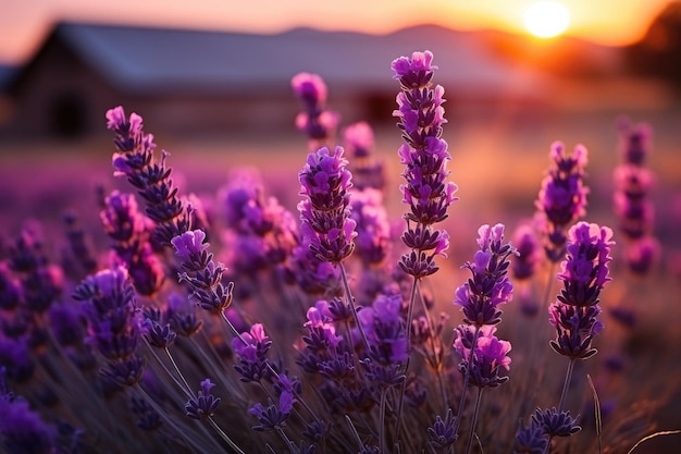 les fleurs de lavande dans les champs fleurissent