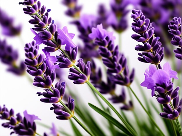 Des fleurs de lavande isolées sur fond blanc avec un chemin de coupe