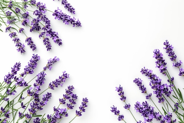 Fleurs de lavande isolées sur fond blanc