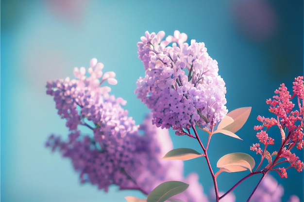 Fleurs lilas violettes fond de fleur de printemps généré par AI