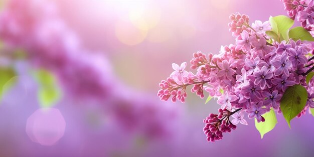 Fleurs lilas violettes de printemps abstrait fond floral doux IA générative