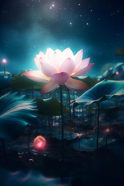 Fleurs de lotus en fleurs la nuit