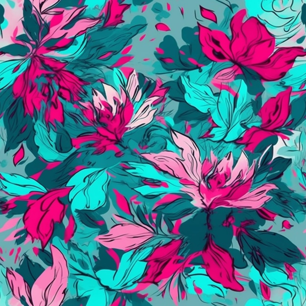 Fleurs lumineuses sur fond bleu. fleurs lumineuses. bleu et rose. illustration vectorielle. illustration stock