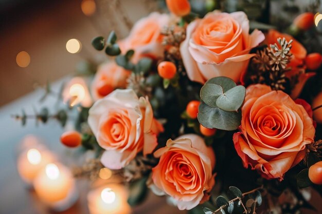 Photo des fleurs lumineuses pour décorer le jour du mariage