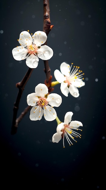 Fleurs de macro sombres rendu réaliste en 3D