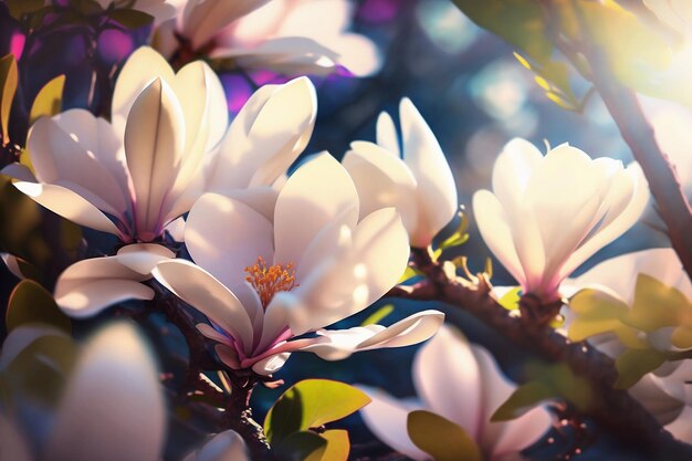 Fleurs de magnolia en fleurs se bouchent