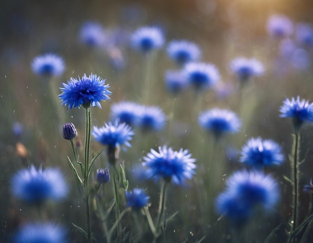 Photo fleurs de maïs bleues