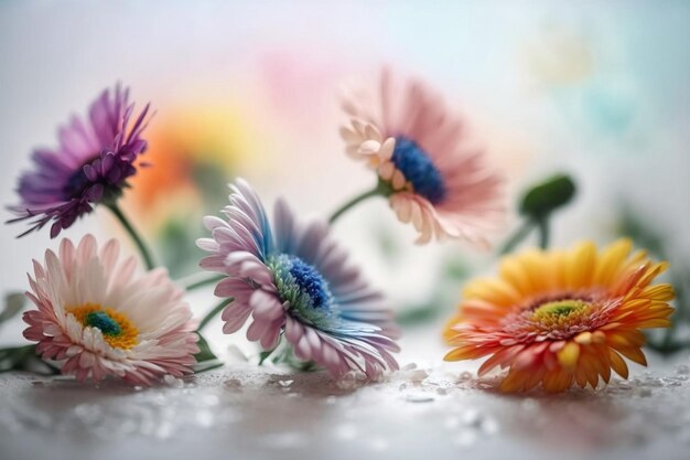 Photo fleurs marguerites colorées