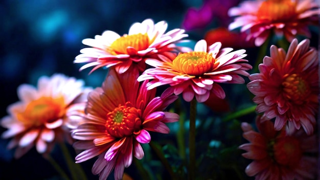 Des fleurs de marguerites dans une séance nocturne