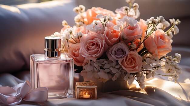 Des fleurs de mariage dans une chambre élégante