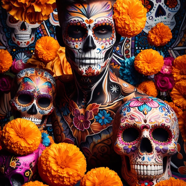 Photo les fleurs de marigold dans les traditions de la vie et de la mort