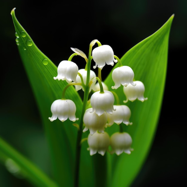 Fleurs de muguet avec une feuille verte