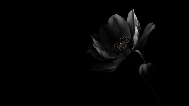 Photo fleurs noires et blanches sur fond noir