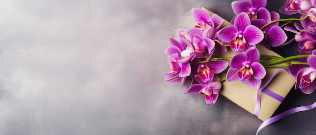 Fleurs d'orchidées sur fond avec espace de copie