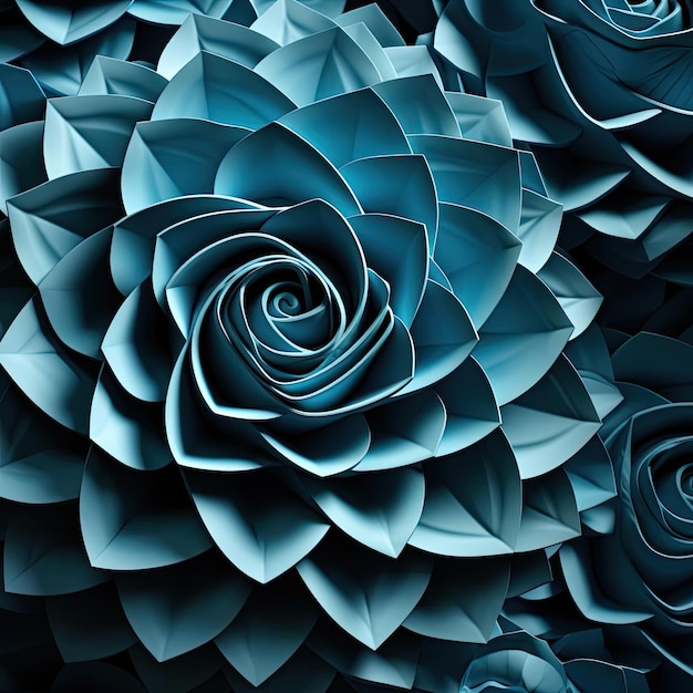 Photo des fleurs de papier bleu sur un fond sombre