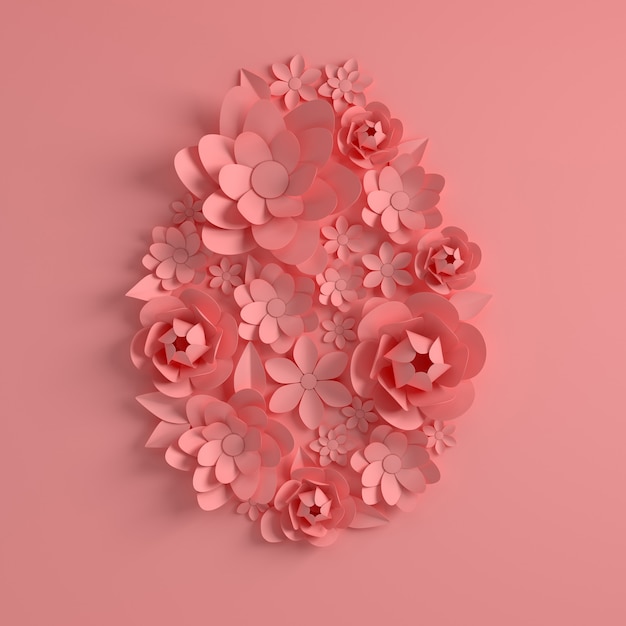 Fleurs en papier rose, forme d'oeuf de Pâques