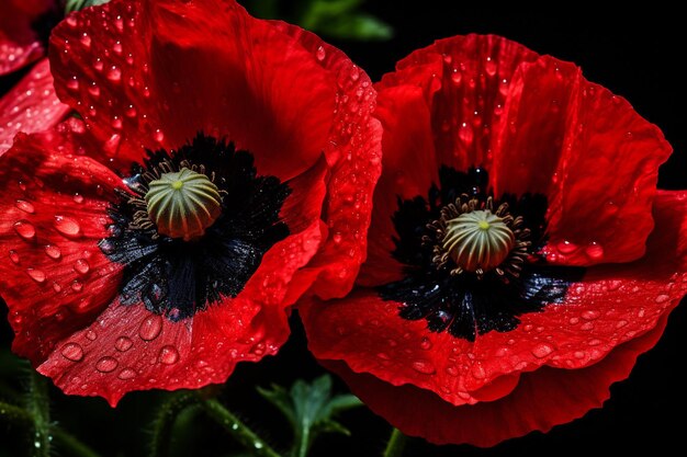 Des fleurs de pavot avec une mise au point douce et une profondeur de champ peu profonde pour un effet de rêve