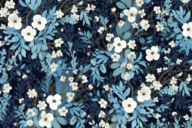 Des fleurs peintes à la main sur un fond bleu foncé