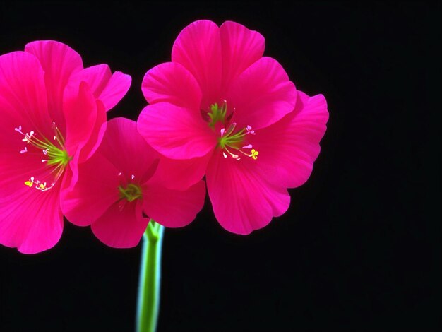 Fleurs de pélargonium rouge fleurissant en accéléré sur fond noir