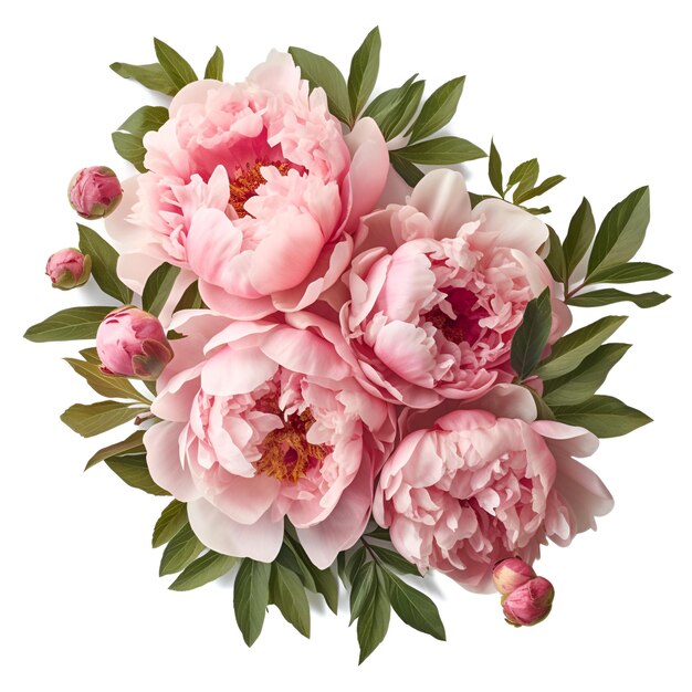 Photo fleurs de peonies sur un fond blanc