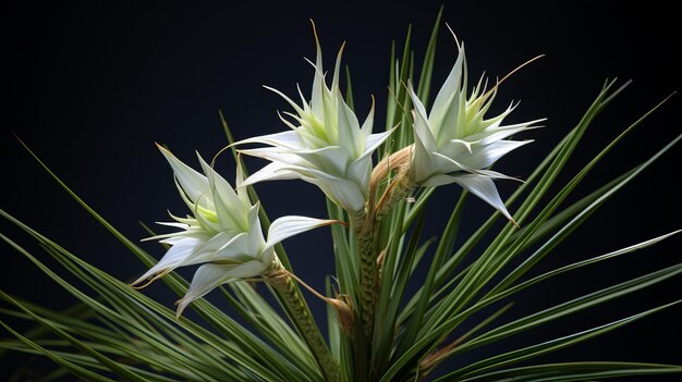 Photo des fleurs de pins blancs exotiques sur un fond noir