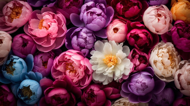 Des fleurs de pioie énormes en arrière-plan Des peons en papier peint en couleurs pastel Arrière-plan floral rose
