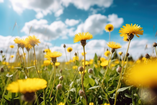 Fleurs de pissenlit jaune