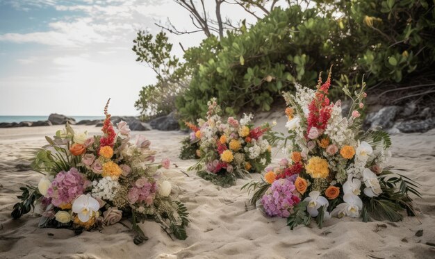 Fleurs sur la plage à la plage