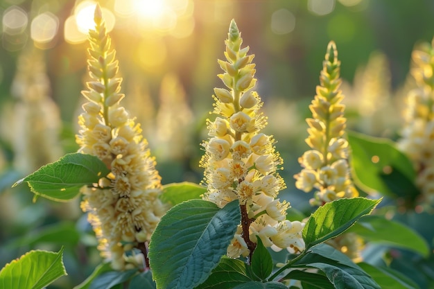 les fleurs d'une plante du matin dans le soleil de printemps photographie professionnelle