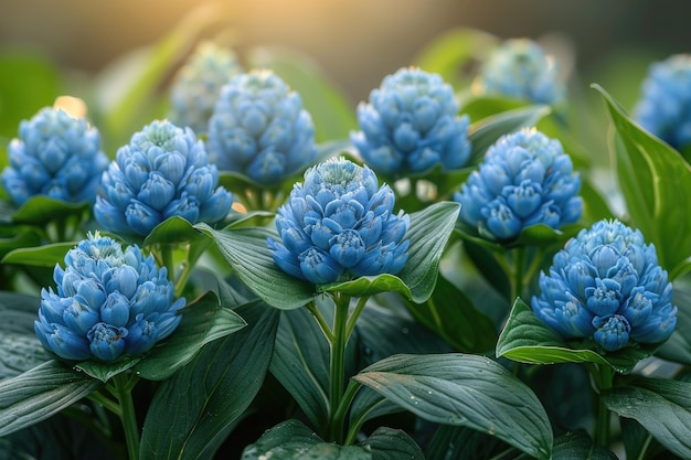 les fleurs d'une plante du matin dans le soleil de printemps photographie professionnelle