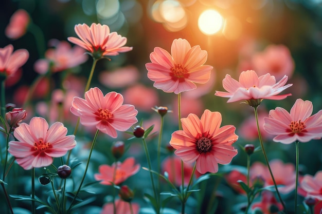 les fleurs d'une plante du matin dans le soleil de printemps photographie professionnelle