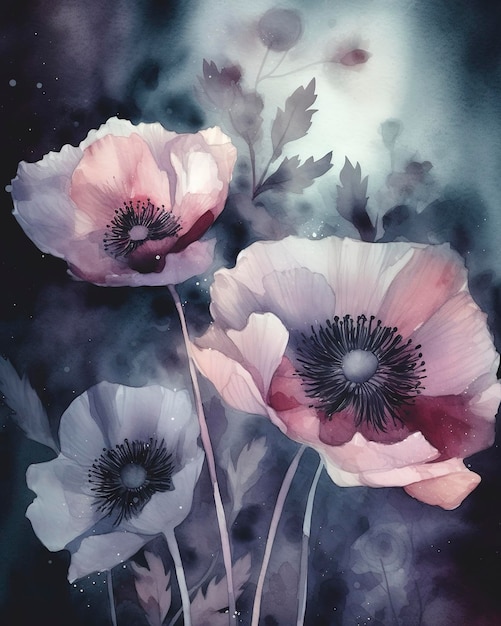 Fleurs et plantes colories minimalistes Idéal pour les cartes postales le papier peint générer ai