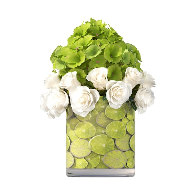 fleurs et plantes décoratives pour l'intérieur, isolées sur fond blanc, illustration 3D, cg re