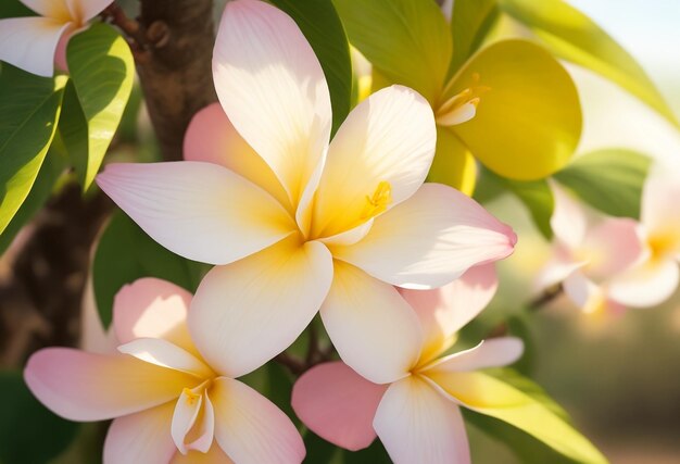 fleurs de plumerie sur un arbre