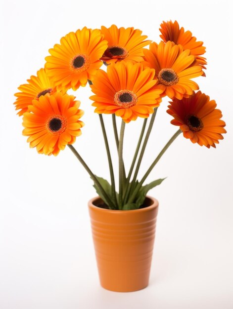 Des fleurs en pot sur fond blanc