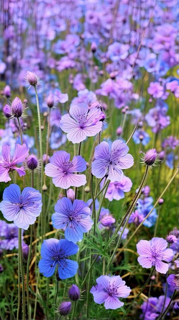 Photo des fleurs pourpres dans un champ de fleurs pourpre