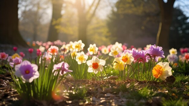 Photo les fleurs de printemps au parc au milieu de la journée