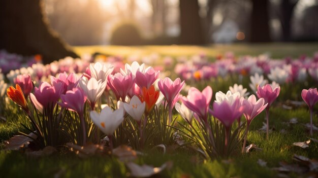Photo les fleurs de printemps au parc au milieu de la journée