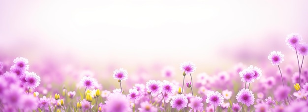 Fleurs de printemps sur bannière de carte postale arrière-plan flou AI générative