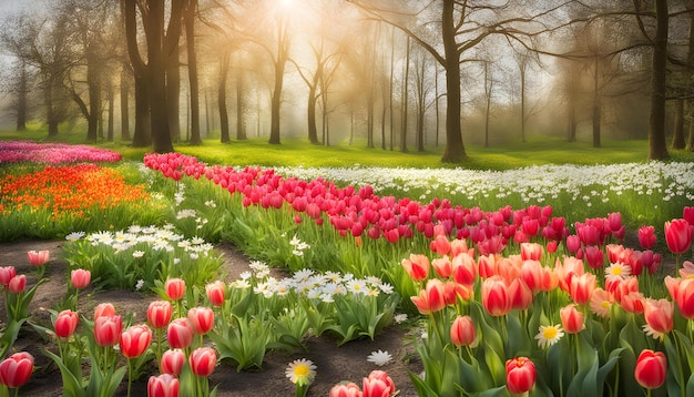 Des fleurs de printemps dans la forêt