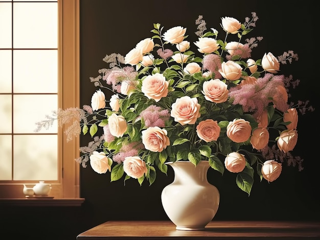 Fleurs de printemps dans un vase Generative AI