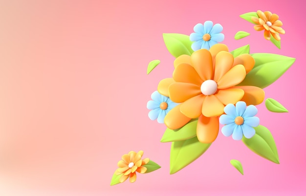 Fleurs de printemps isolées Illustration 3D