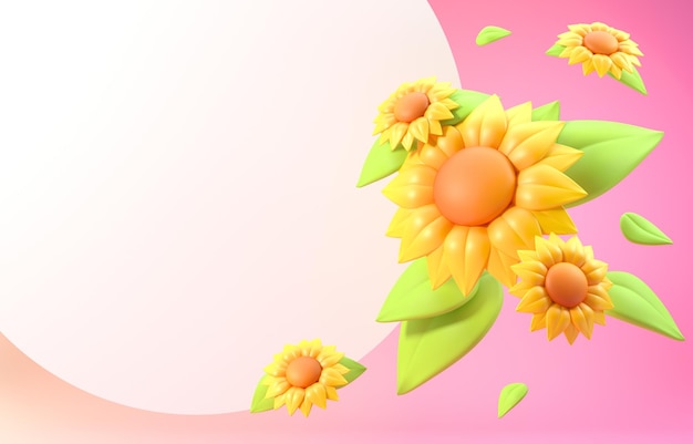 Fleurs de printemps isolées Illustration 3D