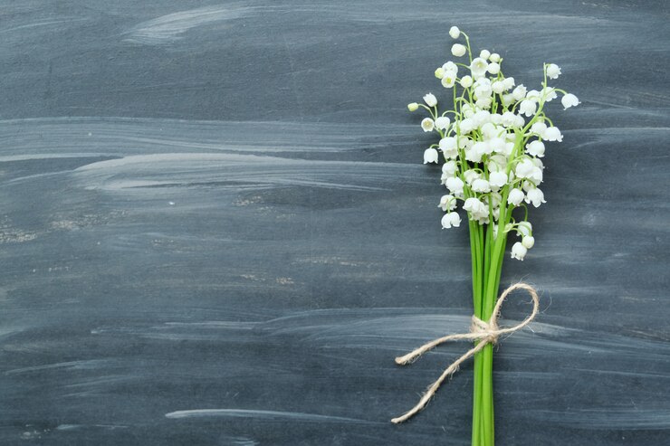 Fleurs de printemps muguet sur table peinte vintage gris