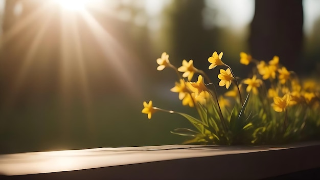 Des fleurs de printemps sur le seuil de la fenêtre Des fleurs délicates et douces sur un matin ensoleillé